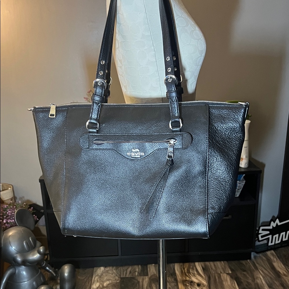 Black Leather Tote Bag
